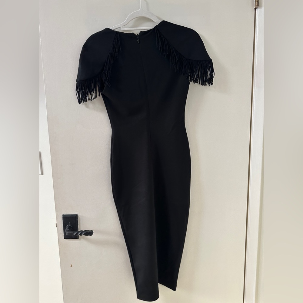 Nookie Black Mendez Fridge Detail Shoulder V-Neck Bodycon Party Midi Dress S - Picture 11 of 14